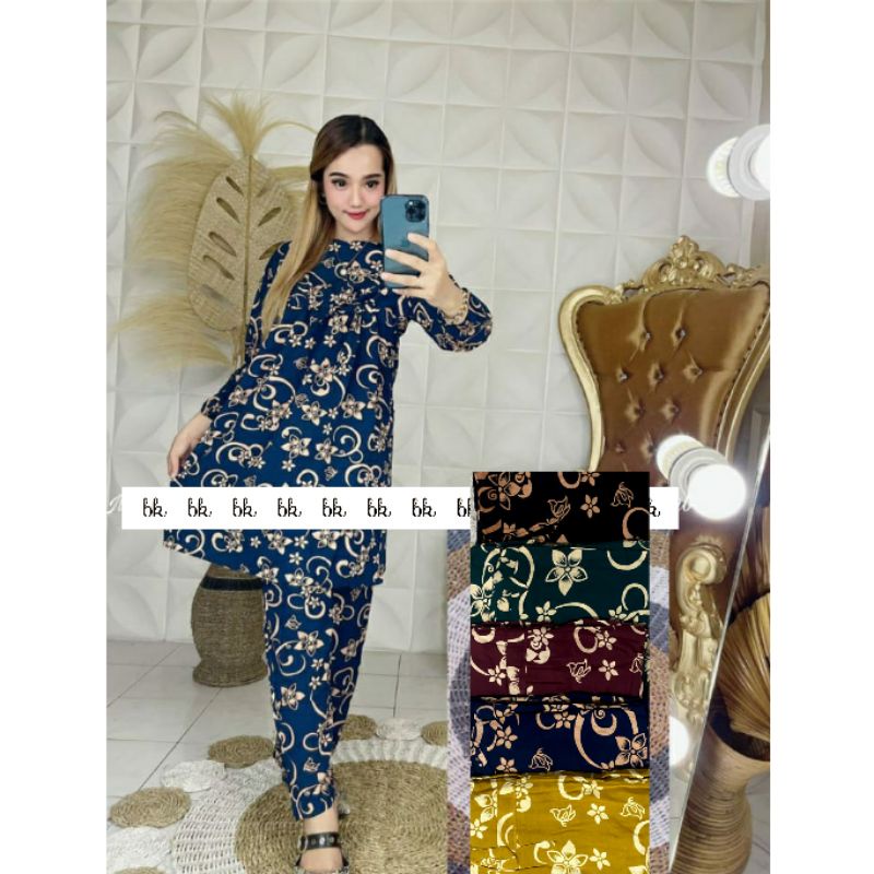 One Set Tunik | Setelan Arabian Celana Panjang Bunga || Setelan Arab Renda || Setcel Arabian | One S