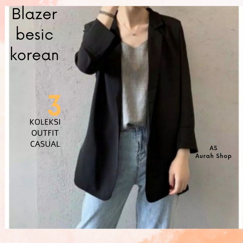 Blazer Wanita Korea / Blazer Basic Plain Korean Style / Blazer Tangan Panjang Wanita outher