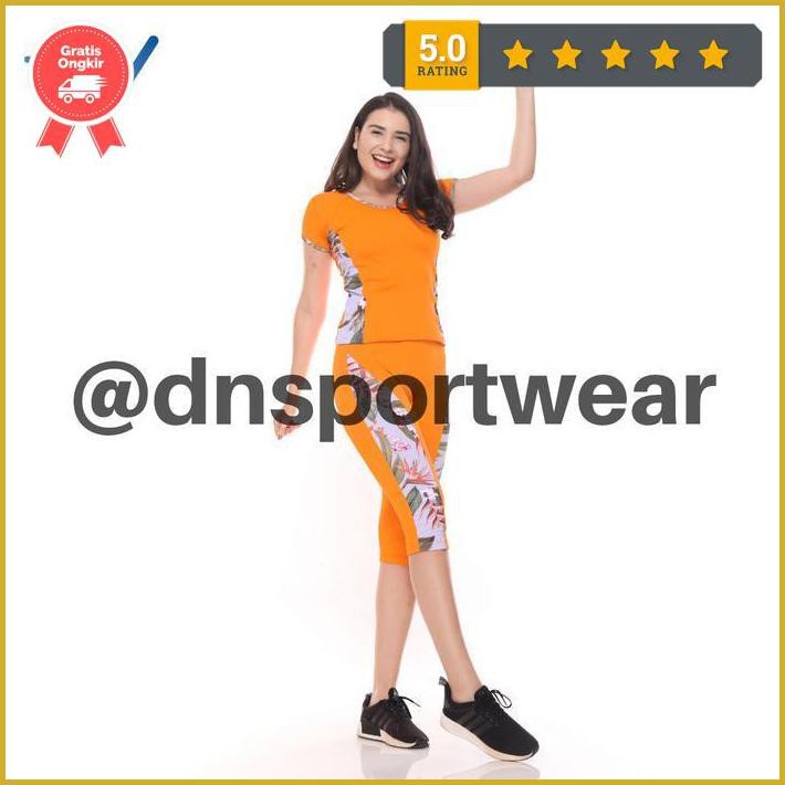 Setelan Baju Senam Jumbo Wanita Pakaian Baju Senam Wanita Orange - Orange, M Limited