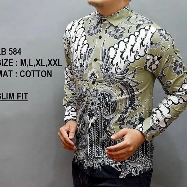 LB584 KEMEJA BATIK PRIA SLIM FIT MEWAH UNIK BAJU BATIK PRIA BEST SELLER