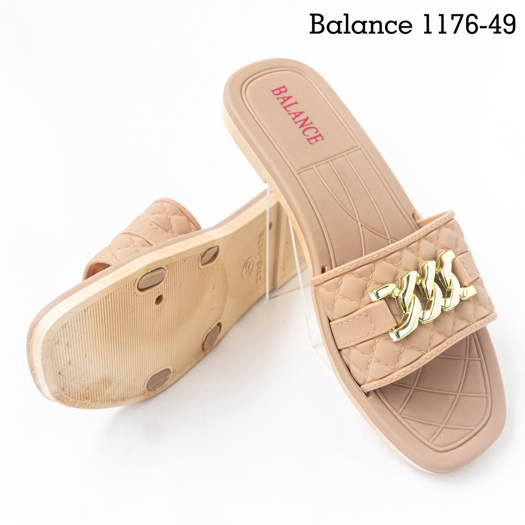 SANDAL SELOP WANITA KEKINIAN BALANCE 1176-49 SENDAL KARET KOMB. EMAS HARGA GROSIR