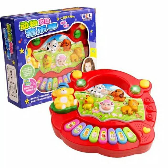 Mainan edukasi anak balita animal farm piano music instrumen suara