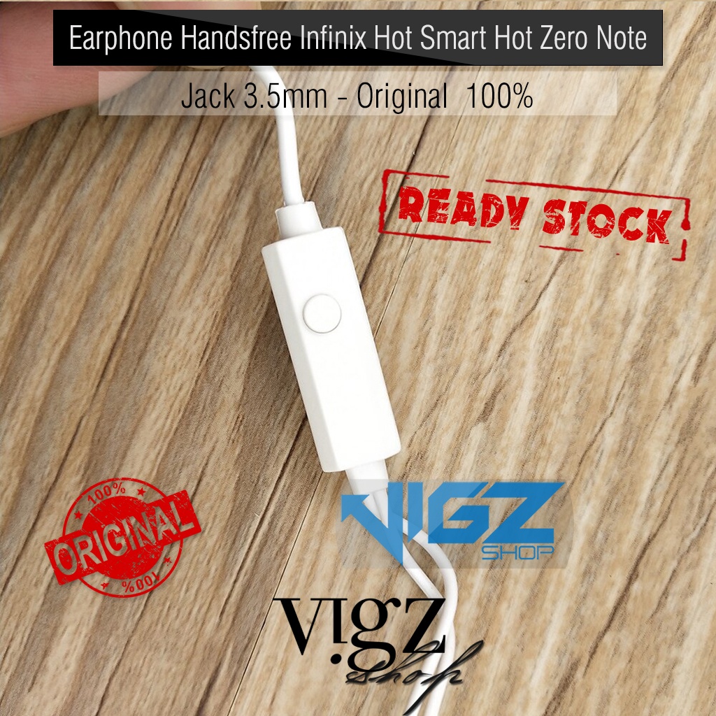 Earphone Handsfree Infinix Hot Smart Hot Zero Note Jack 3.5mm Original 100%