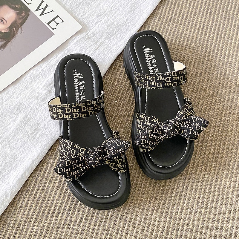 TBIG [COD] Sandal Slip On Wedges DIAR Wanita Sepatu Korea Style Sekolah Kuliah