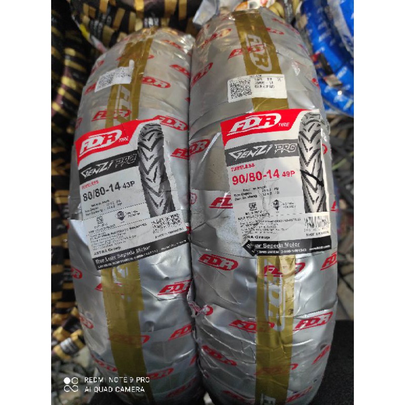 Paket Ban tubles matic fdr genzi pro 80/80 + 90/80 ring 14 free pentil dapat 2 ban depan + belakang 100% original for all matic