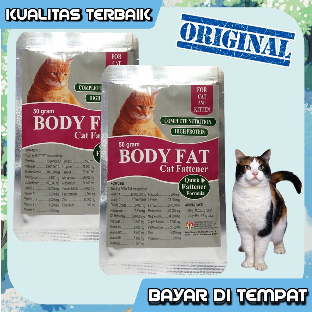 Body Fat Cat 50g Vitamin Penggemuk Kucing Sachet Bubuk Nutrisi Powder Bodyfat