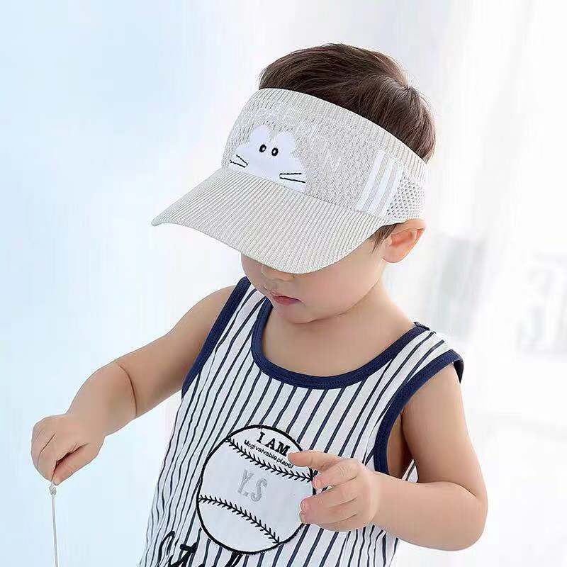 Topi Visor/Sunshade Motif Kartun Doraemon Warna Hitam/Pink untuk Anak Perempuan/Laki-laki