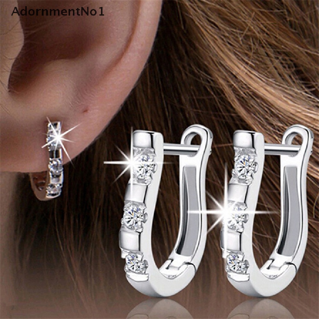 (AdornmentNo1) Anting Tusuk Sterling Silver 925 Desain Tapal Kuda Hias Zircon Untuk Wanita