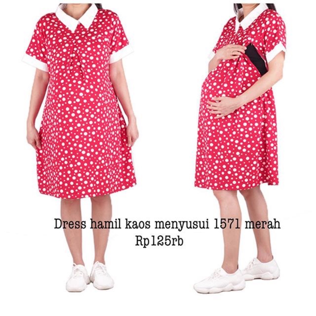 Dress hamil menyusui polka 1571 merah