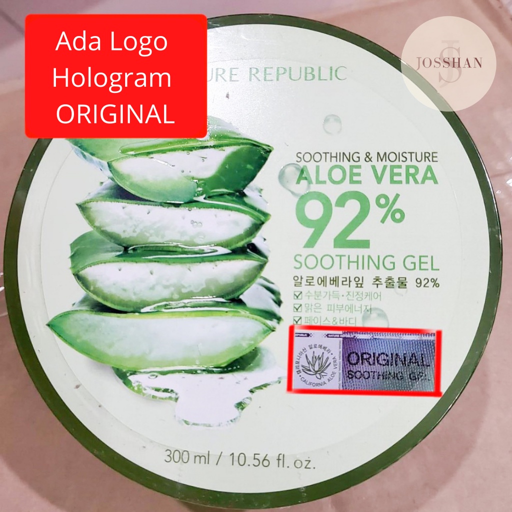 [Original 100%] Exp 2024 NATURE REPUBLIC Aloe Vera  92% Soothing Gel 300ml Jar Logo Original