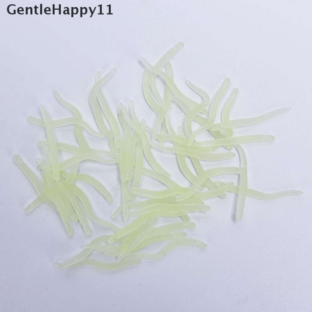 Gentlehappy 50 Pcs Umpan Pancing Soft Bait Bentuk Cacing Imitasi Ukuran 35mm