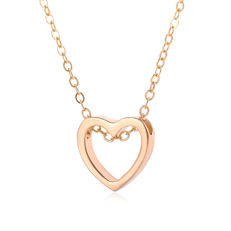 Kalung Bentuk Hati Model Hollow Bahan Stainless Steel Untuk Hadiah Valentine