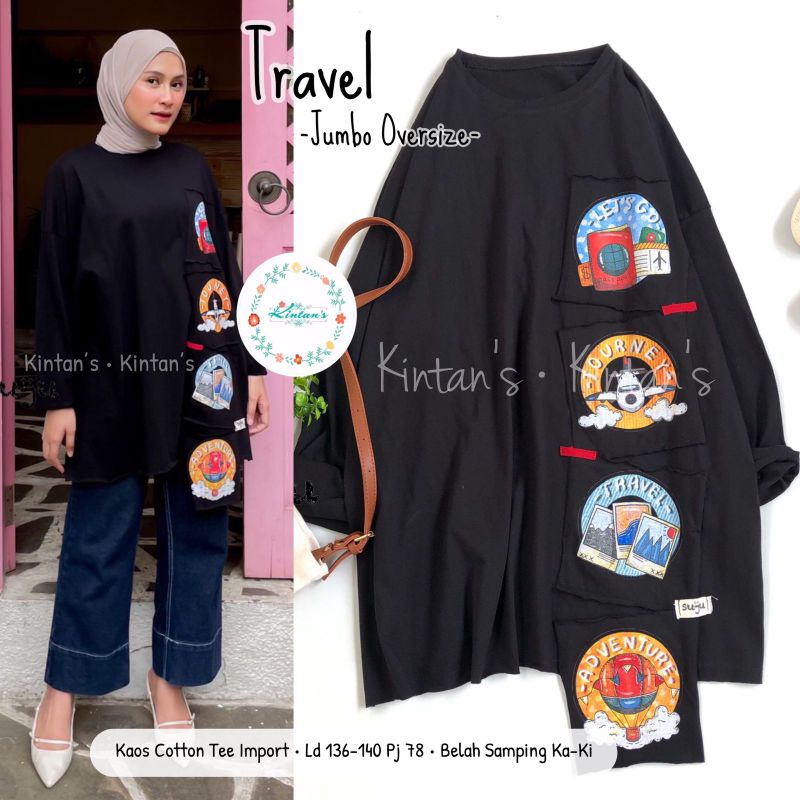 Travel jumbo oversize by kintans / Oversize muslimah kartun halus