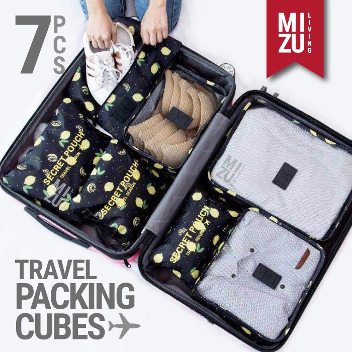 SECRET POUCH Travel Packing Cubes 7in1 Storage Bag Organizer Tas Koper MOTIF