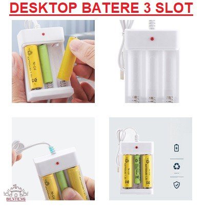 DA33 - Charger Baterai USB / Powerbank 3 Slot AA/AAA Ni-MH