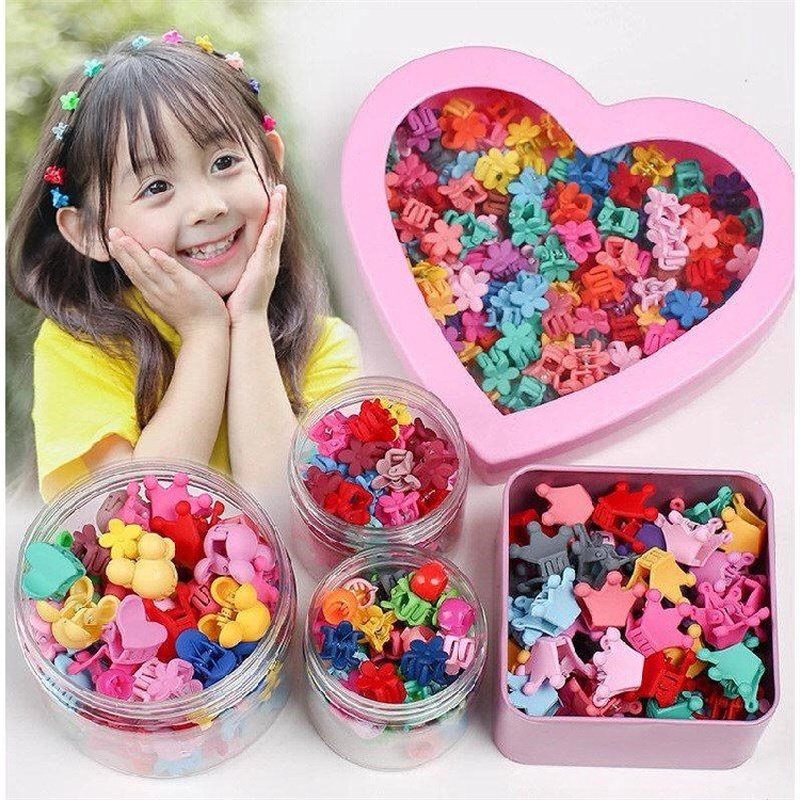 [50PCS/Set Kids Korean INS Style Small Hair Crabs Cute Candy Color Flower Star Crown Hair Clip] [Girls Sweet Hairpin Cartoons Hairpin Colourful Simple Hair Pins] [Popular Hair Claw Headwear]