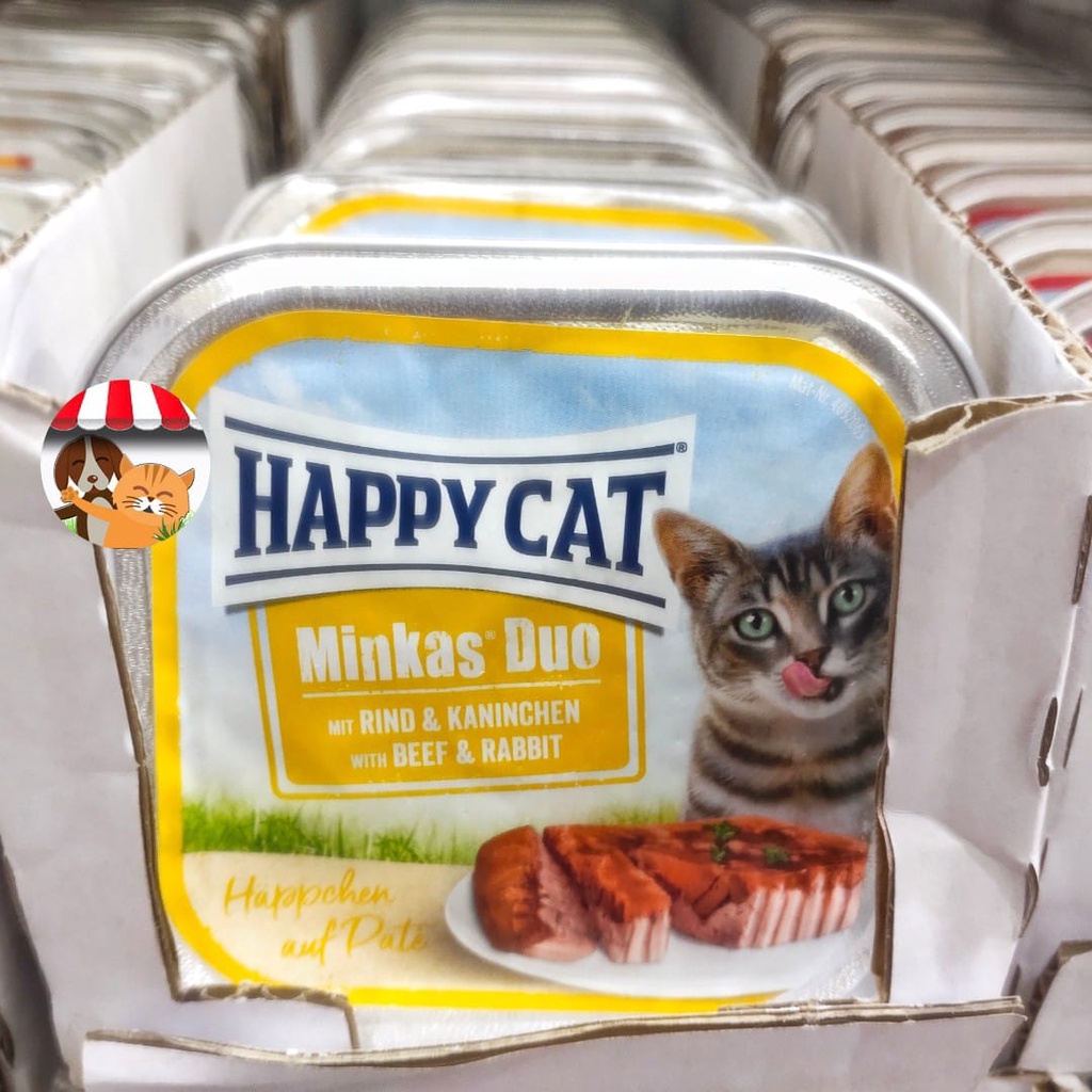 Happy Cat Minkas Duo Makanan Kucing Basah Daging Sapi dan Kelinci 100gr