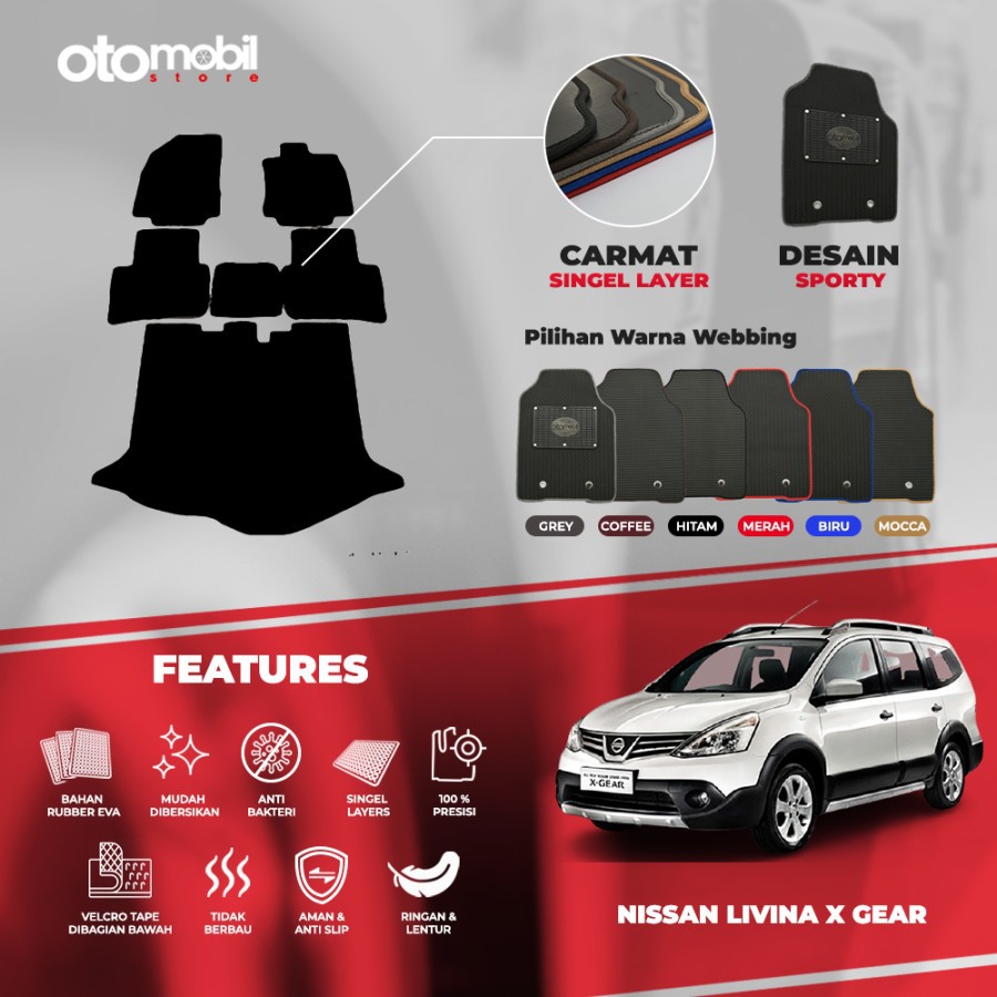 Karpet Mobil Nissan Livina X Gear Single Layer Rubber Eva Premium