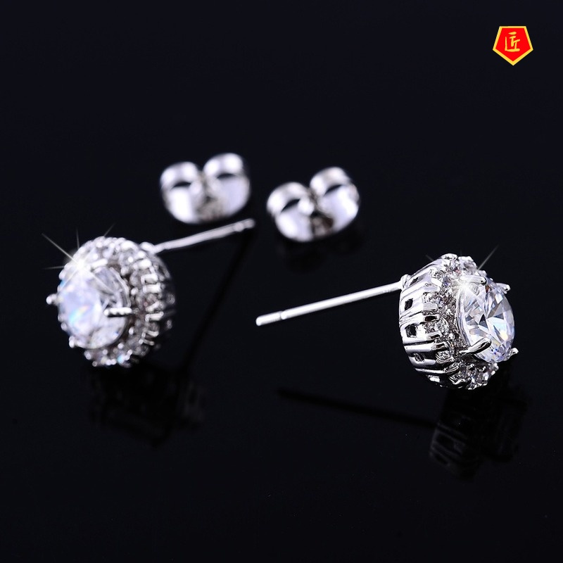 [Ready Stock]Classic Fashion Inlaid Diamond Earrings