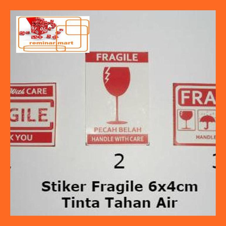 

474Srem Stiker Fragile 6Cm X 4Cm Sticker Kromo Tahan Air Repjd80E
