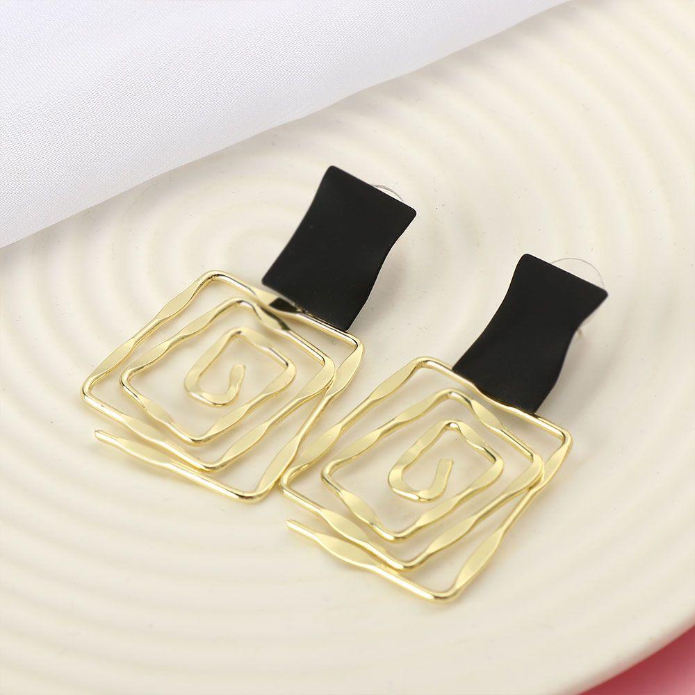 Solighter 1pasang Anting Spiral Geometris Kreatif Pesta Pernikahan Wanita Gadis Alloy Metal Maze