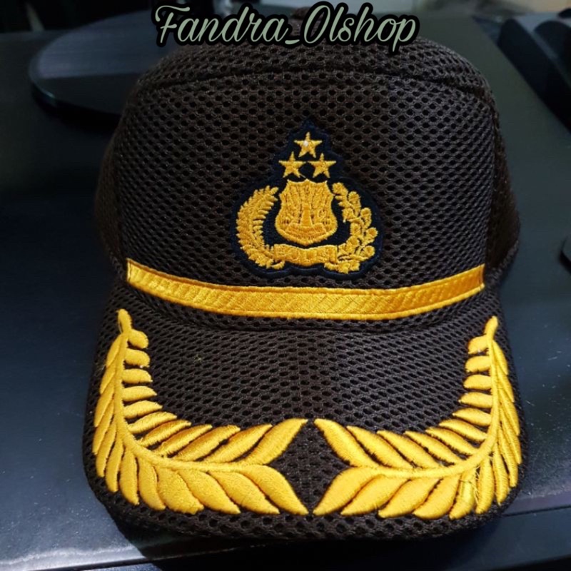 Topi Jaring POLRI pamen coklat|Topi Pamen cokelat Polisi |Topi jaring Polisi pamen