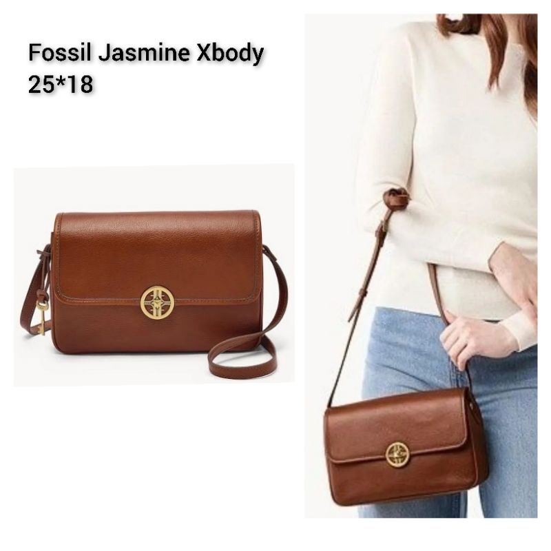 TAS WANITA FOSIL JASMINE FLAP CROSSBODY BROWN