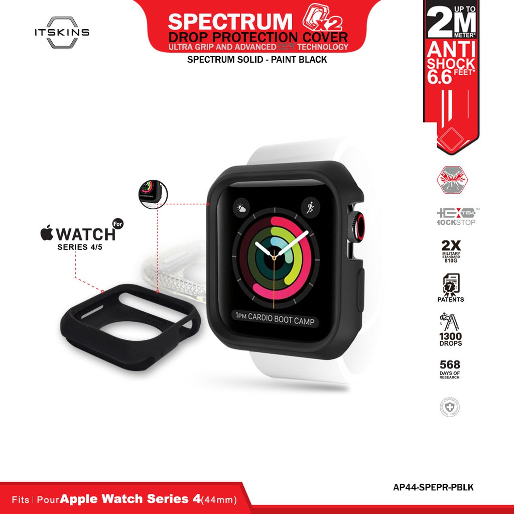 ITSkins Case Spectrum Solid for Apple Watch Series  4/5 (44mm) - Paint Black