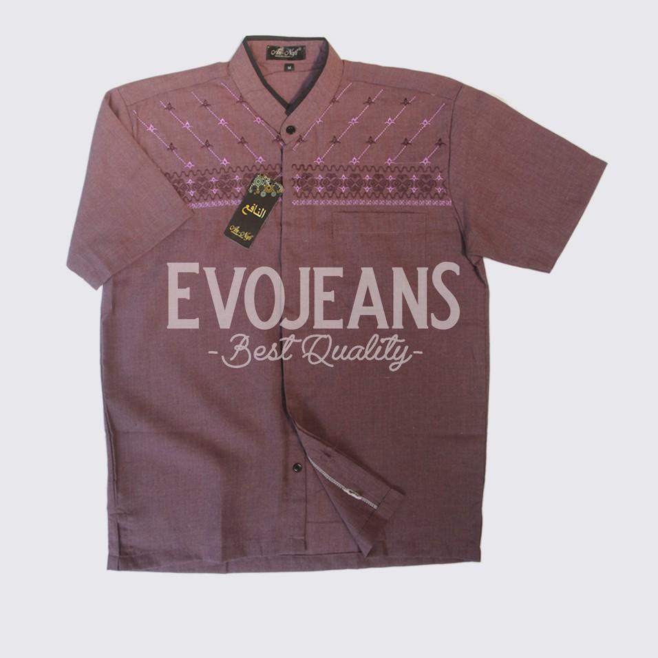 Baju Koko Muslim Pria Modern Lengan Pendek Motif Bordir - Evo Jeans Original "XCD.30My22a"