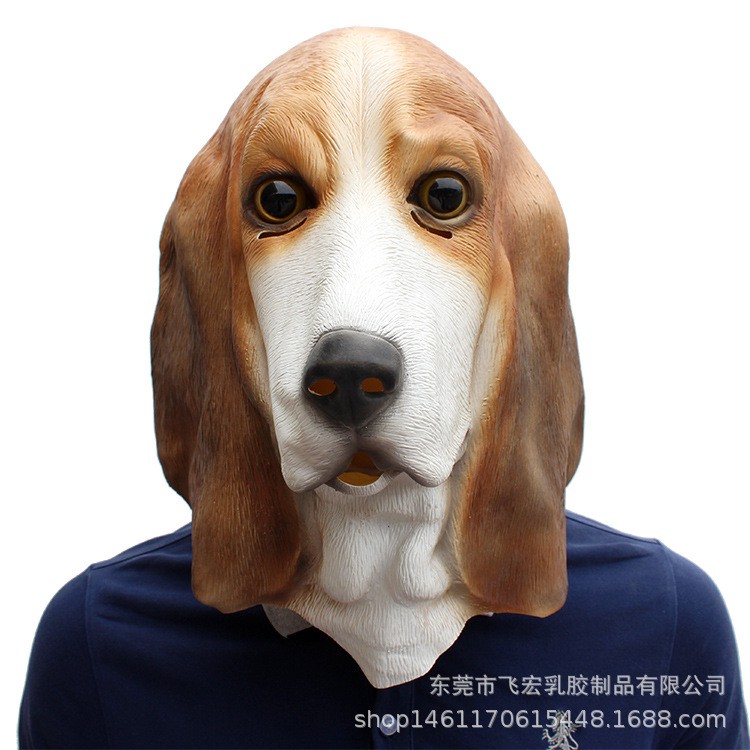 TOL-22 topeng latex beagle puppies puppy anjing dog head mainan prank halloween