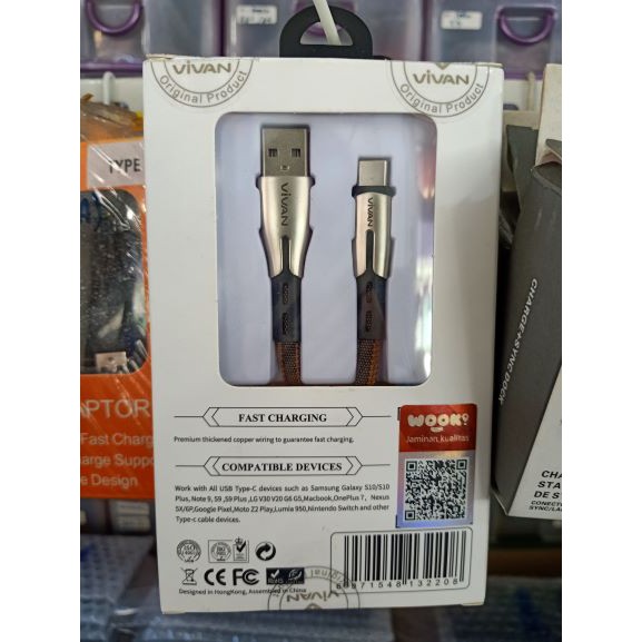 CABLE FAST CHARGING VIVAN BTK-C FOR TPYE C 100 CM / KABEL DATA TIPE C