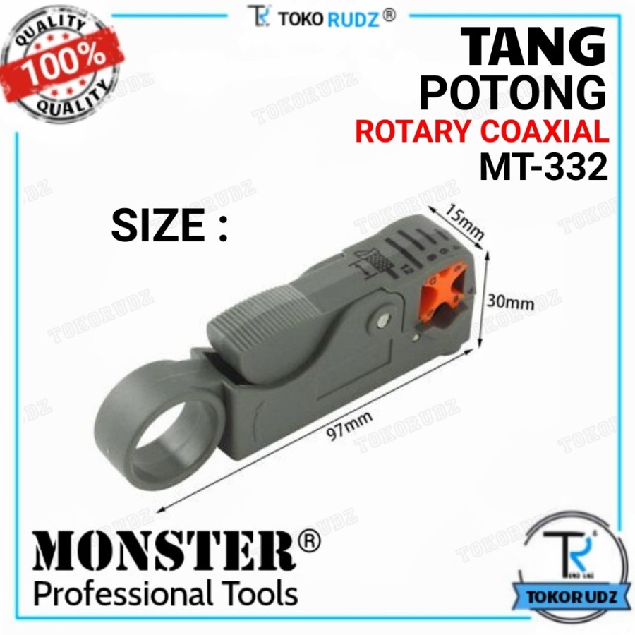 Tang Potong Kupas Kabel RG6 RG58 RG59 Coaxial Rotary Cable Cutter MONSTER MT332