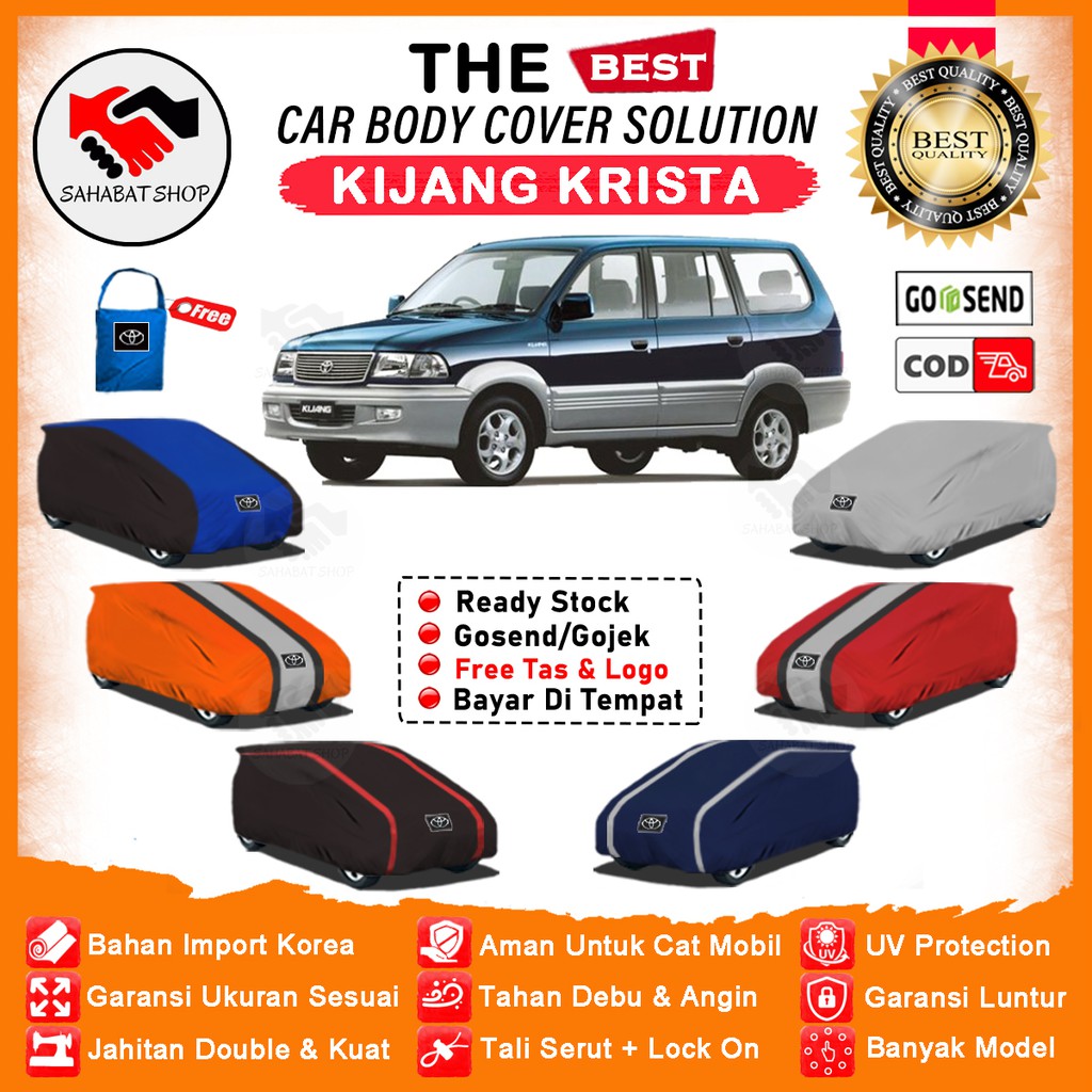 Sahabat Body Cover Mobil Kijang / Sarung Penutup Toyota Kijang Krista Outdoor / Tutup Mantel Selimut Kerudung Kelambu Terpal Pelindung Bungkus Jas Mantol Pembungkus Kerodong Tutupan Mobil Kijang Waterproof Anti Air Model Orange