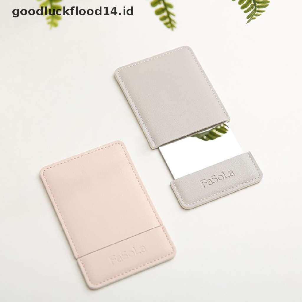 [OOID] PU Leather Cover Mini Shatter Proof Card Pocket Unbreakable Cosmetic Mirror ID