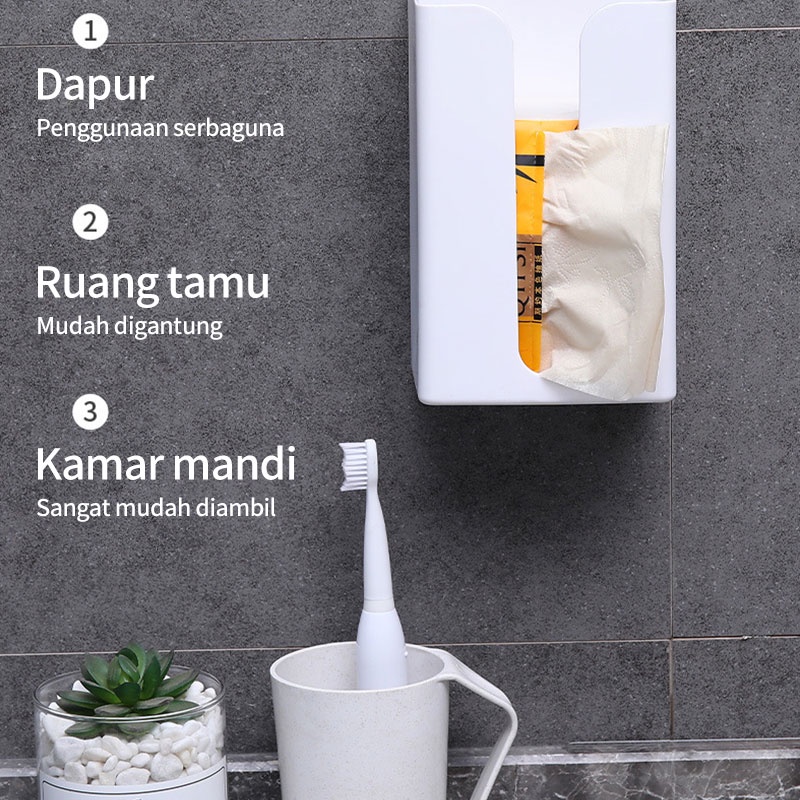 Tempat Tisu Gantung Kotak Tissue Tempel Bawah Meja Lemari Tanpa Bor Multifungsi Toilet Kamar Mandi