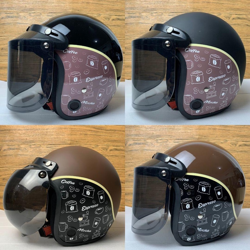 Helm Bogo Retro Coffee Retro Dewasa SNI