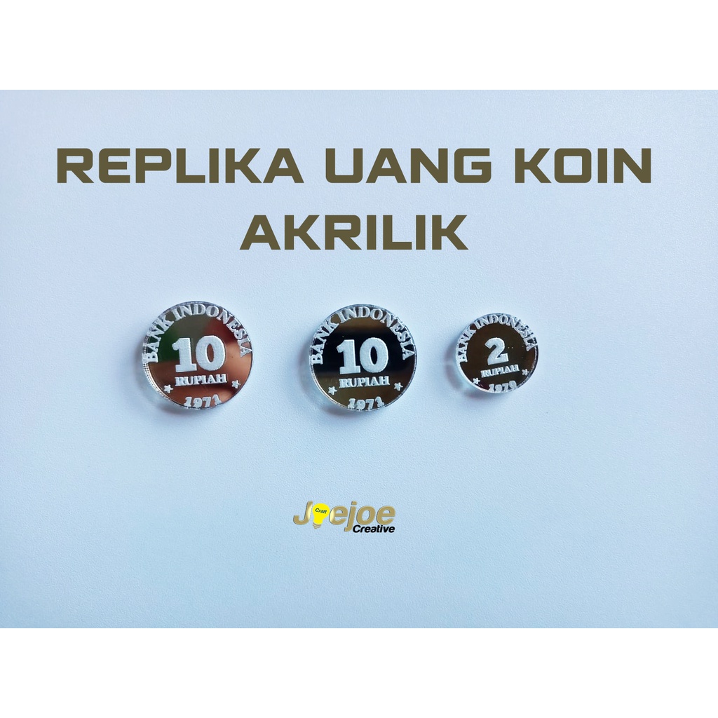 Replika Uang Koin Kuno 22 rupiah bahan mahar akrilik silver/perak dummy replika uang