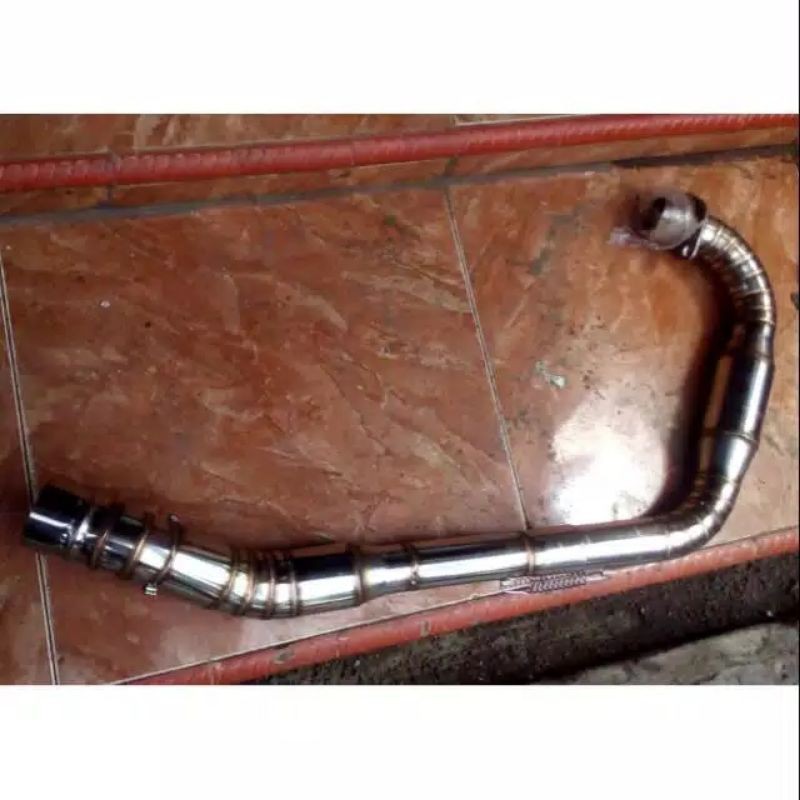 Leheran knalpot cacing power boom stenlis CB GL100 GL MP Tiger
