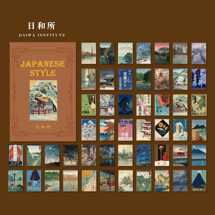 Journamm 50pcs Vintage Paper  for Phone Deco Retro Stationery Supplies Litmus Paper Bullet Journal Scrapbooking Label Stickers-Niwasuo