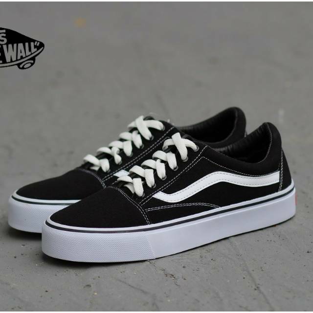 SEPATU VANS AUTHENTIC FULL BLACK HITAM POLOS PUTIH OLD SCHOOL ERA