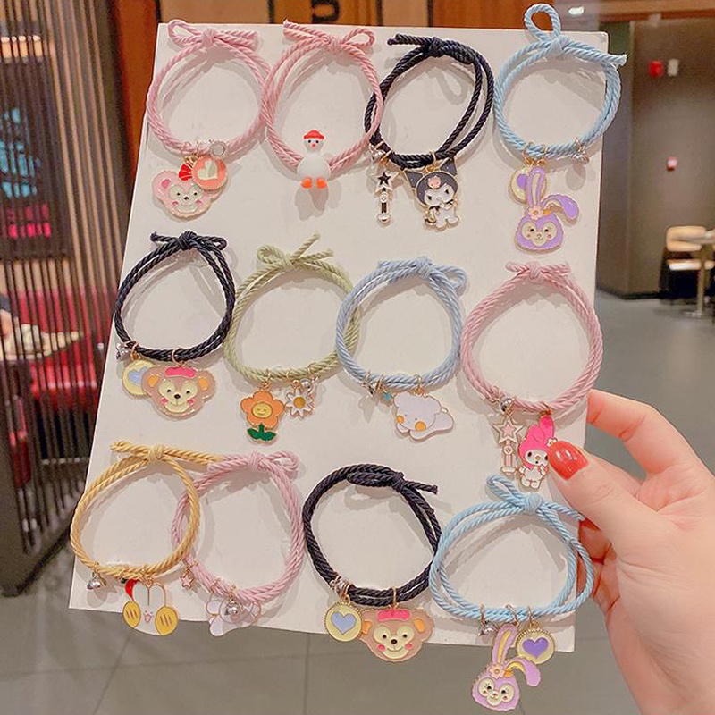 2 Pcs Gelang Magnet - 1 Pasang Gelang Couple Magnet Karet Desain Kuromi Cinnamoroll Wanita &amp; Pria