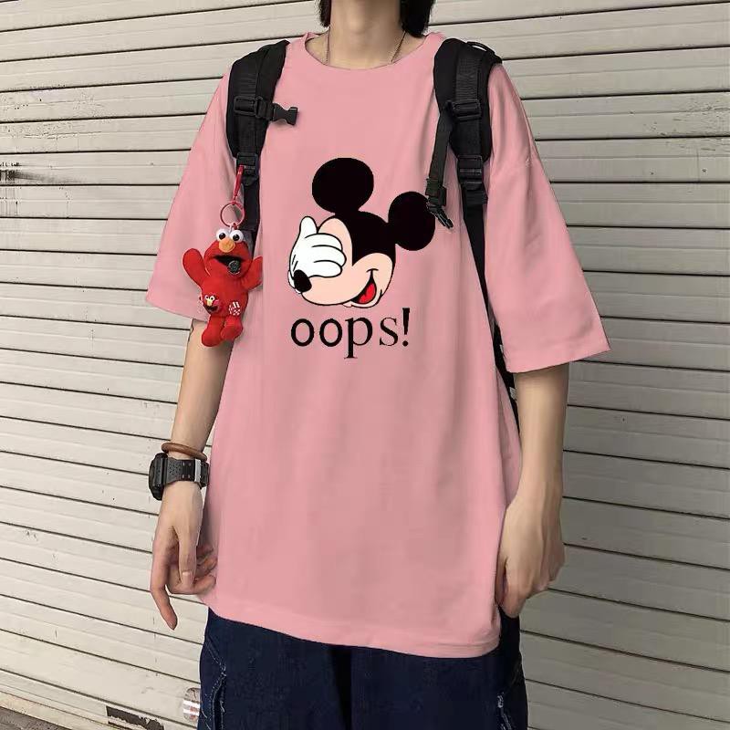 Oversize Tee Tshirt Model Longgar Untuk Wanita Motif Mickey Mouse OOPS