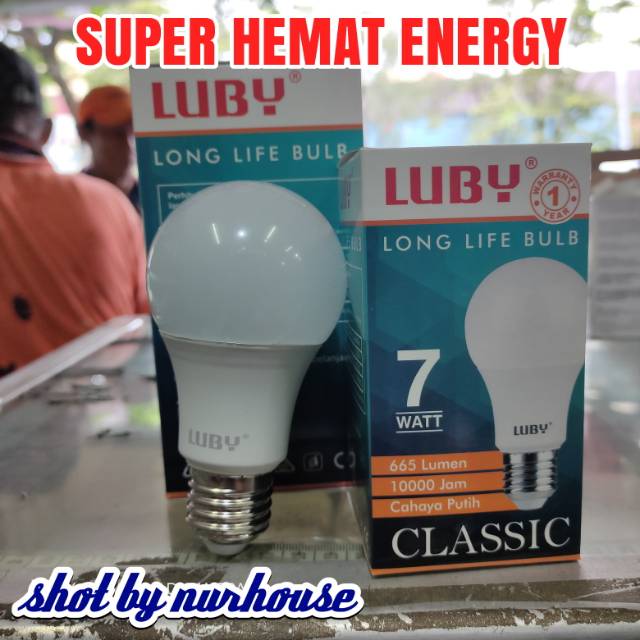 lampu bohlam led luby 7 watt classic super hemat energy garansi 1 tahun