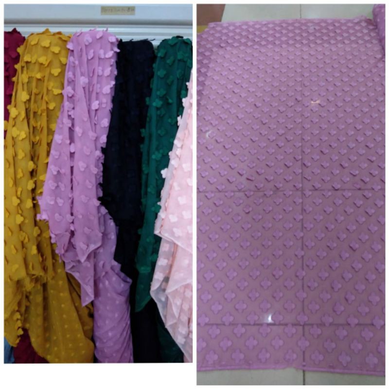 Kain Sifon Rubiah motif bunga /bahan ciffon rubiah / bahan gamis gaun dress seragaman dll TERBARU