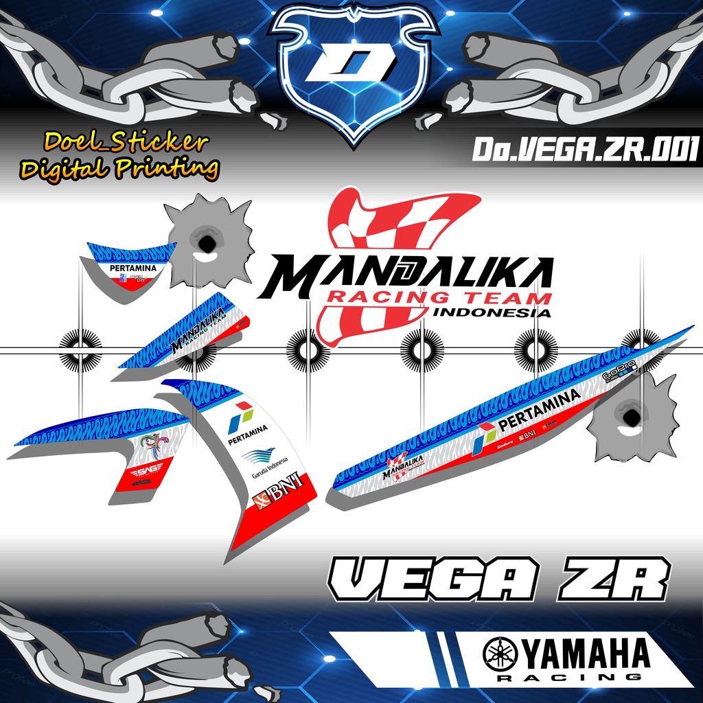 Sticker Striping VEGA ZR List Variasi Hologram , Crome Desain Mandalika Racing Doel 001