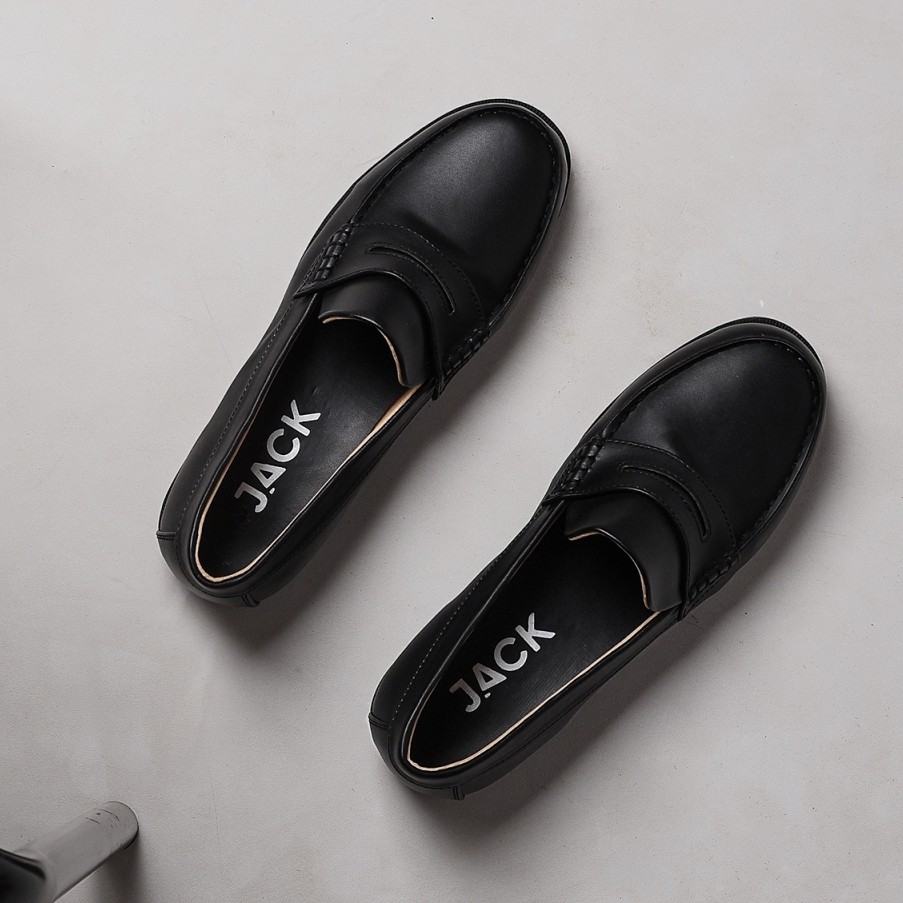 Pantopel Black | Sepatu Hitam Tanpa Tali Loafers Pria Casual Kerja Formal Kantor Laki | FORIND JACK