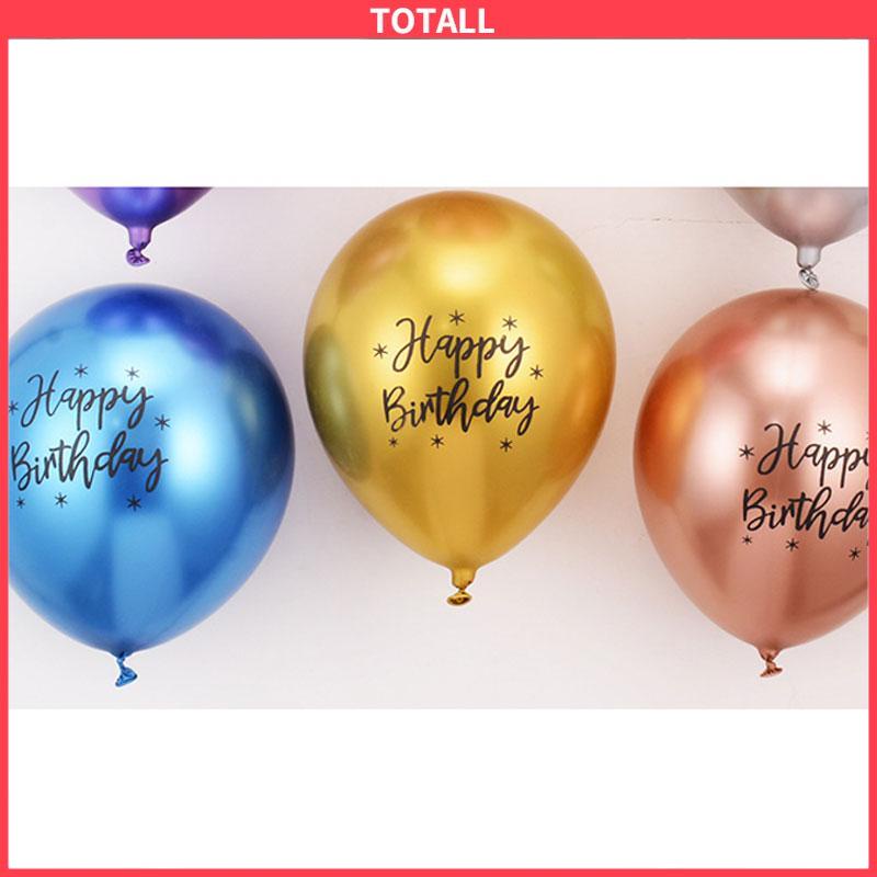 COD 12 inch chrome latex balloon print selamat ulang tahun balon logam dekorasi pesta ulang tahun-Totall