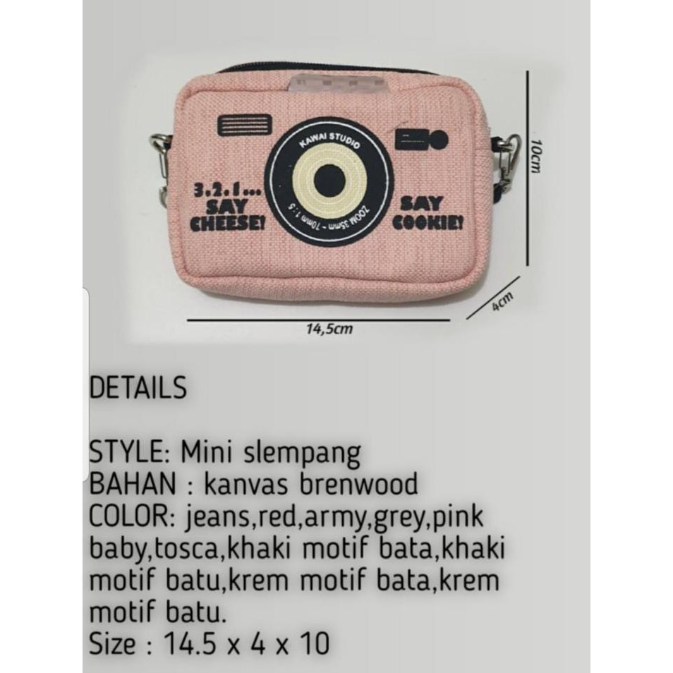 Tas Selempang Anak Kecil Lucu Design Kamera Muat HP Murah Bahan Kanvas Sablon Produk Lokal Semarang
