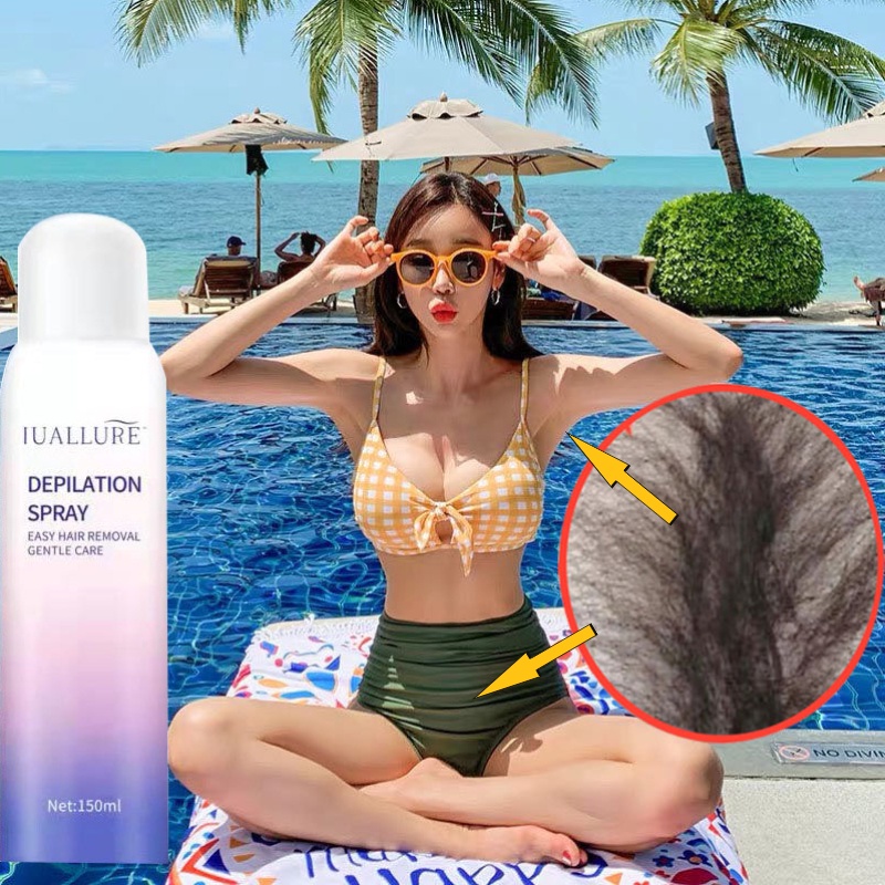 Krim penghilang bulu bagian pribadi Spray Penghilang Rambut Hair Removal Krim Pemutih Dan Penghilang Rambut 150ml Krim penghilang perawatan kulit Menghilangkan bulu dengan lembut tanpa rasa sakit bagian pribadi dan seluruh tubuh