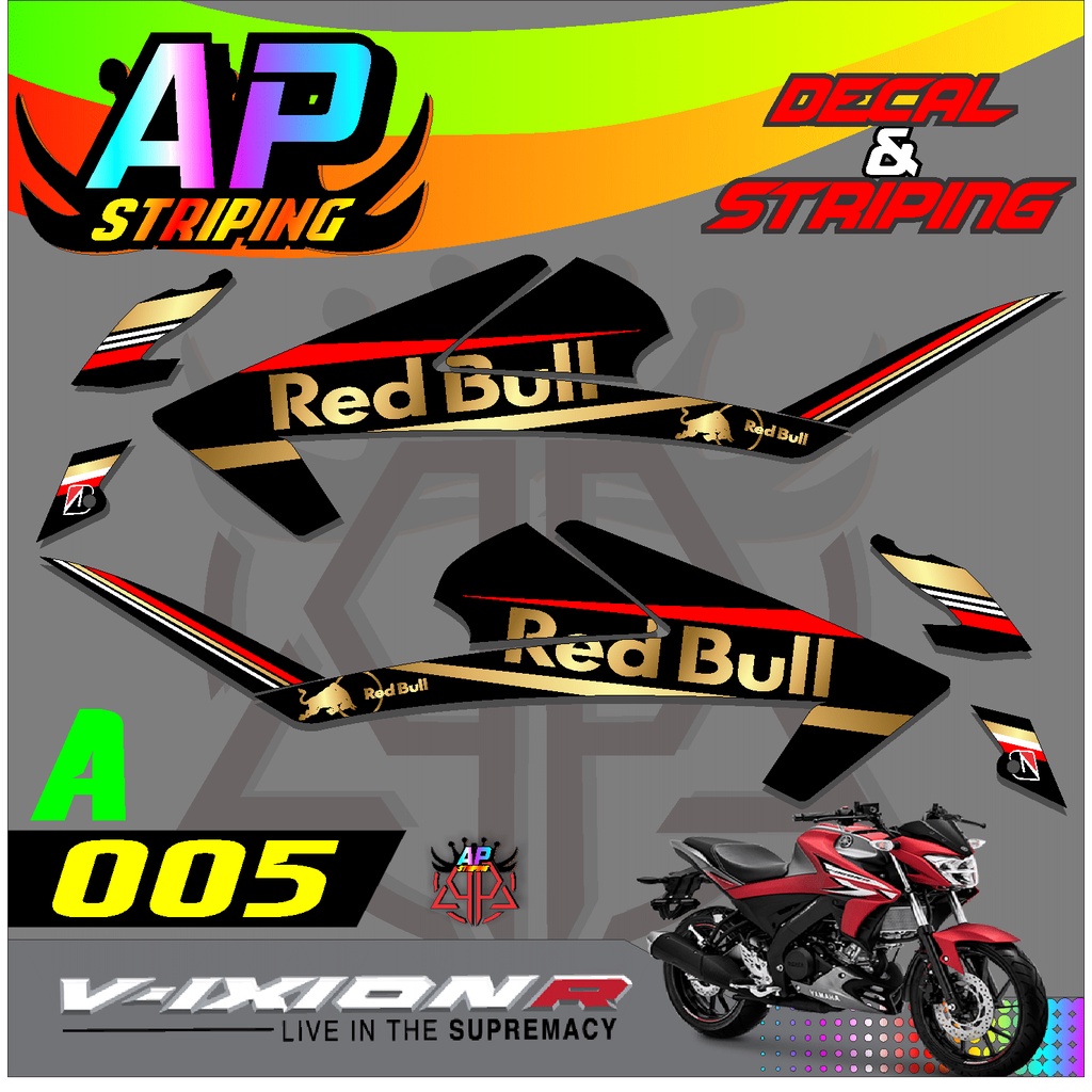 STICKER STRIPING LIS VARIASI RACING RED BULL YAMAHA VIXION R -005